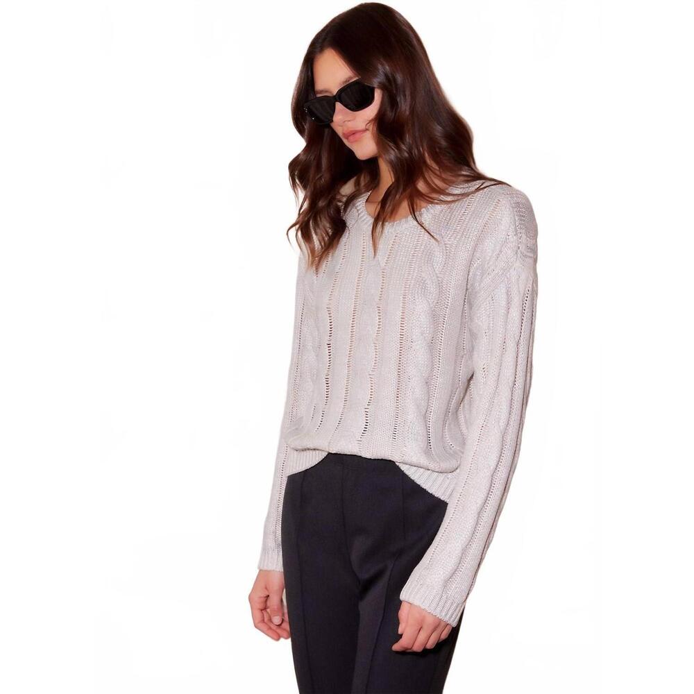NEW FIFTEEN TWENTY levie metallic sweater in silver